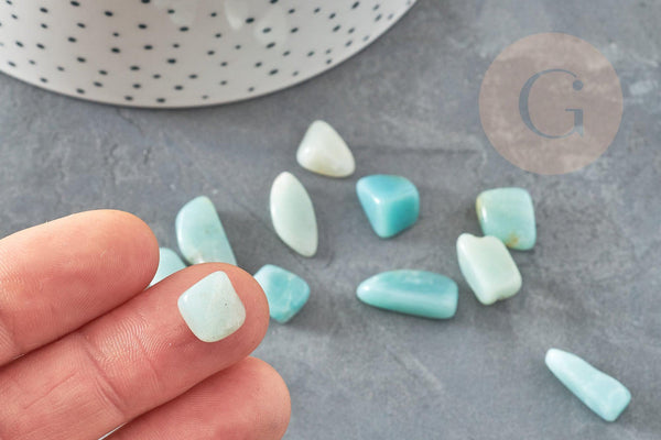 Sable pierre amazonite bleue verte naturelle brute roulée 5~25mm /2~8mm non percé, x20gr (G0249)