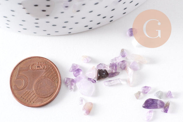 Sable pierre améthyste violette naturelle brute roulée 3-9mm non percé, x20gr (G5171)