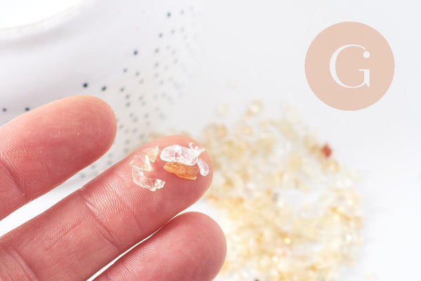 Sable pierre chips citrine jaune naturelle chauffée 3mm non percé, x20gr (G0248)