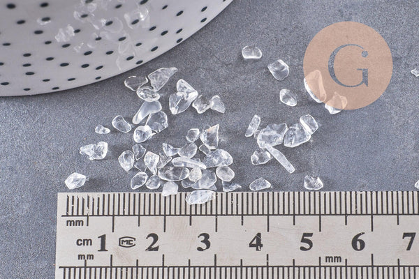 Sable pierre chips quartz cristal naturel 2~8mm non percé, x20gr (G0226)