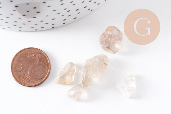 Sable pierre chips quartz rutile naturel 2~7mm non percé, x20 grammes (G0400)