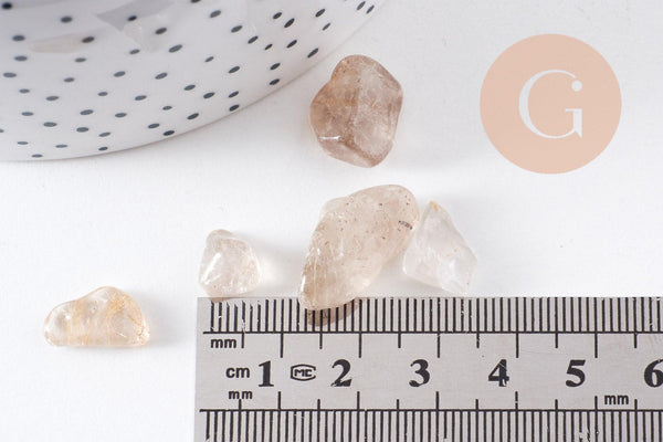 Sable pierre chips quartz rutile naturel 2~7mm non percé, x20 grammes (G0400)