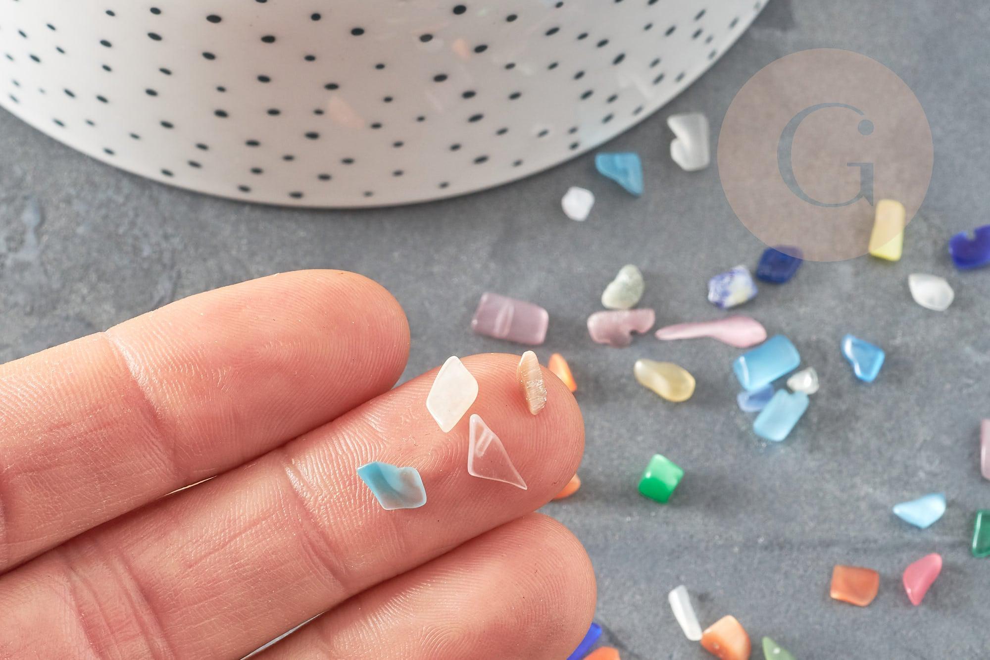 Sable verre multicolore 2.5~5mm non percé, x20gr (G5191)