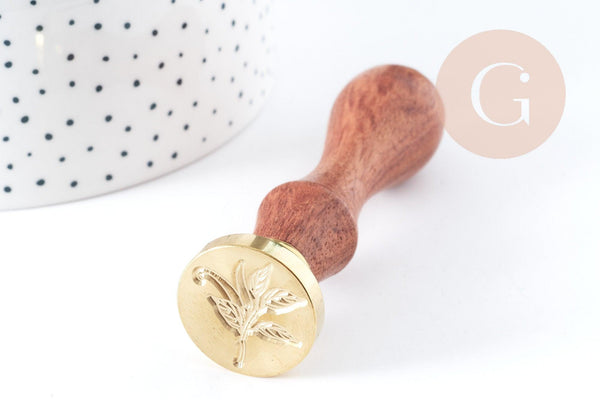 Sceau en métal Feuille laiton or doré cire à cacheter 25mm ,personnalisation invitations DIY x1 G8946