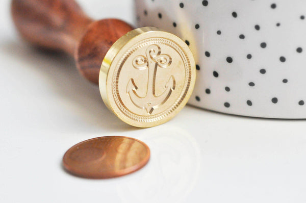 Sceau en metal ancre pour cire à cacheter, fourniture pour création de sceaux personnalisés pour invitations de mariage DIY, x1 G4823