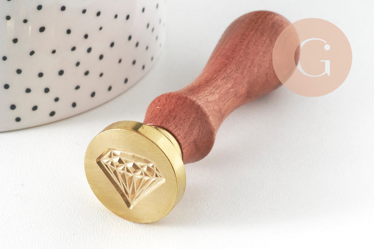 Diamond Metal Seal Stamp for Sealing Wax, for DIY Wedding Invitation Personalized Seals, 25mm x1 G4957
