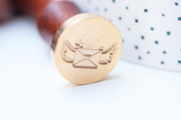 Sceau metal enveloppe ailée cire à cacheter,fourniture pour création sceaux personnalisés, invitation de mariage DIY,25mm x1 G4725