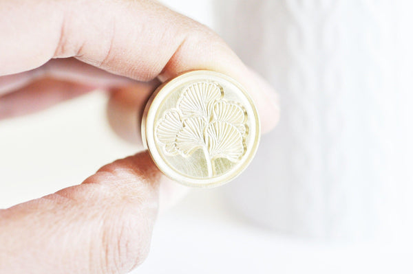 Sceau metal feuille gingko cire à cacheter 25mm x1 (G4952)