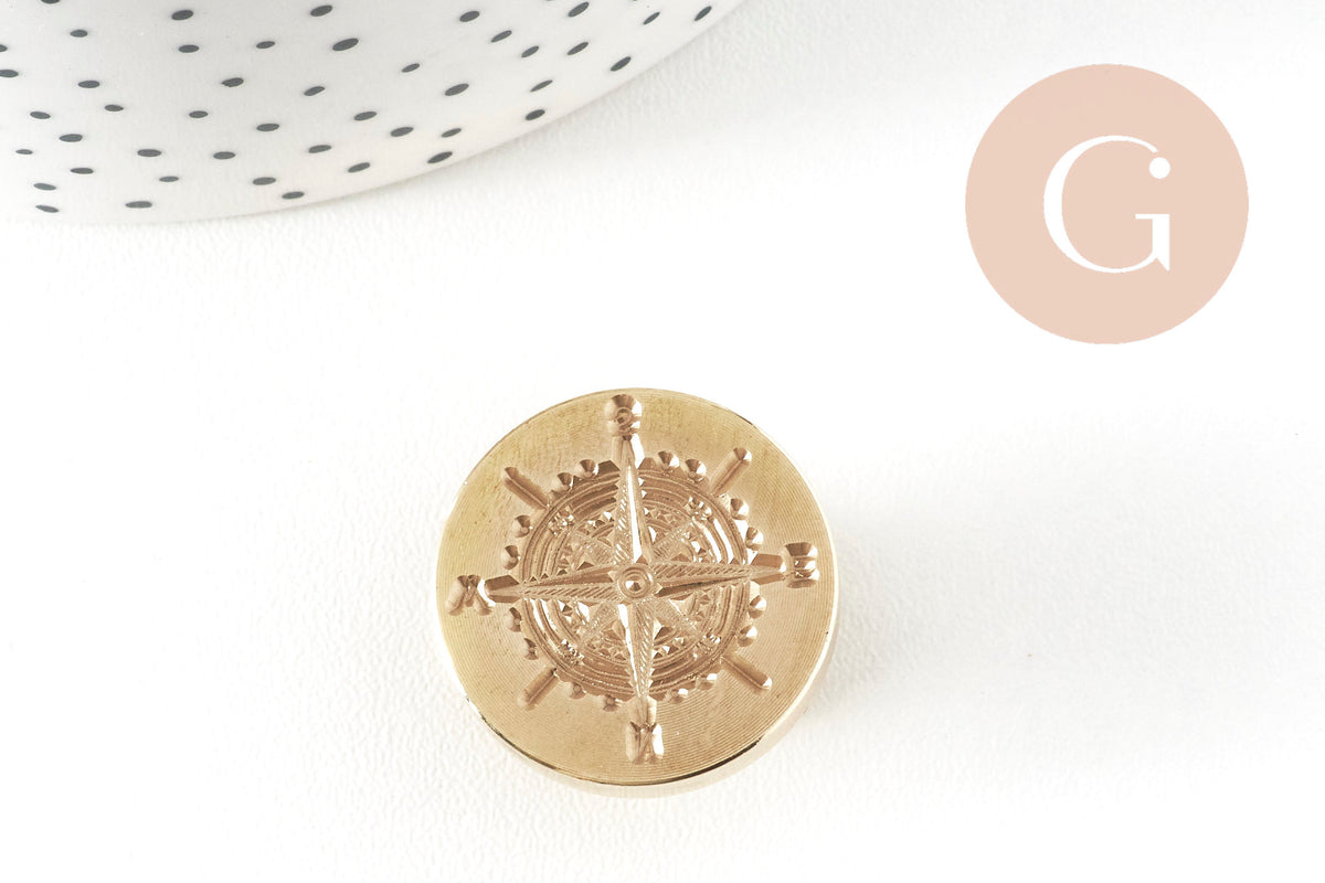 Metal compass rose wax seal stamp, 25mm x1 (G4938)