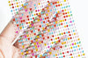 Strass rond plastique adhésifs colorés 3x2mm, x 1 feuille de 780 (G3392)
