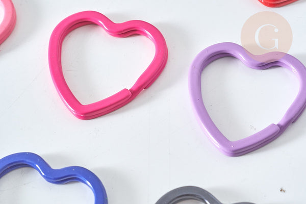 Support Cœur porte-clés fer multicolore 31mm, x1 (G7836)