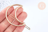 Support barrette Lune clip métal doré 53mm, x1 (G6600)