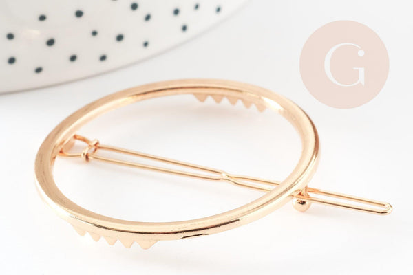 Support barrette clip métal doré ronde sans plateau 47mm, X1 (G4719)