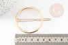Support barrette clip métal doré ronde sans plateau 47mm, X1 (G4719)