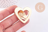Support barrette coeur zamac doré 40mm, x1 (G10688)