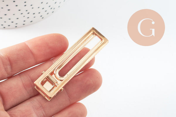 Support barrette fer doré rectangle sans plateau 60mm, x5 (G4699)