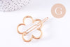 Support barrette fleur clip métal doré 57mm, x1 (G10742)