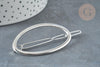 Support barrette ovale argenté 54mm, x1 (G7192)