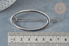 Support barrette ovale argenté 54mm, x1 (G7192)