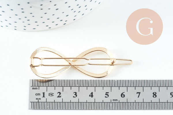 Support barrette signe infini clip zamac doré 65x21mm, x1 (G10746)