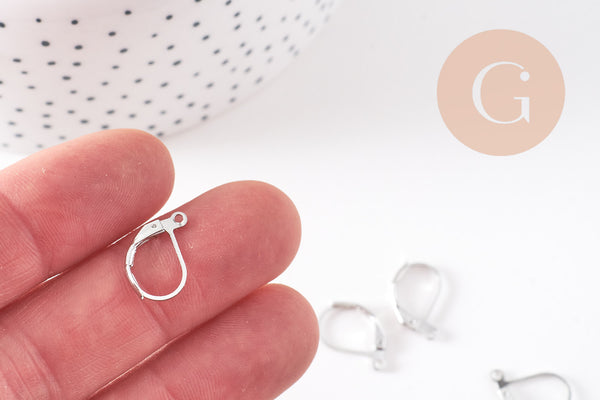 Support boucle Dormeuses boucles d'oreille platine 13mm, x50 (G0085)