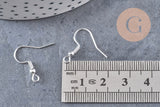 Support boucle crochet acier 304 inoxydable argent 925 22mm, x10 (G10863)