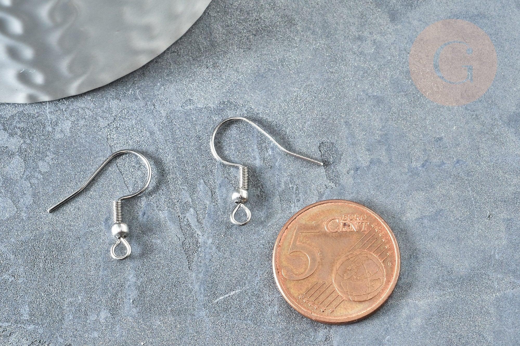 Support boucle crochet acier 304 inoxydable platine finition boule 22mm, x50 (G7900)