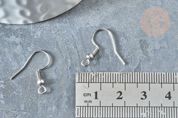 Support boucle crochet acier 304 inoxydable platine finition boule 22mm, x50 (G7900)