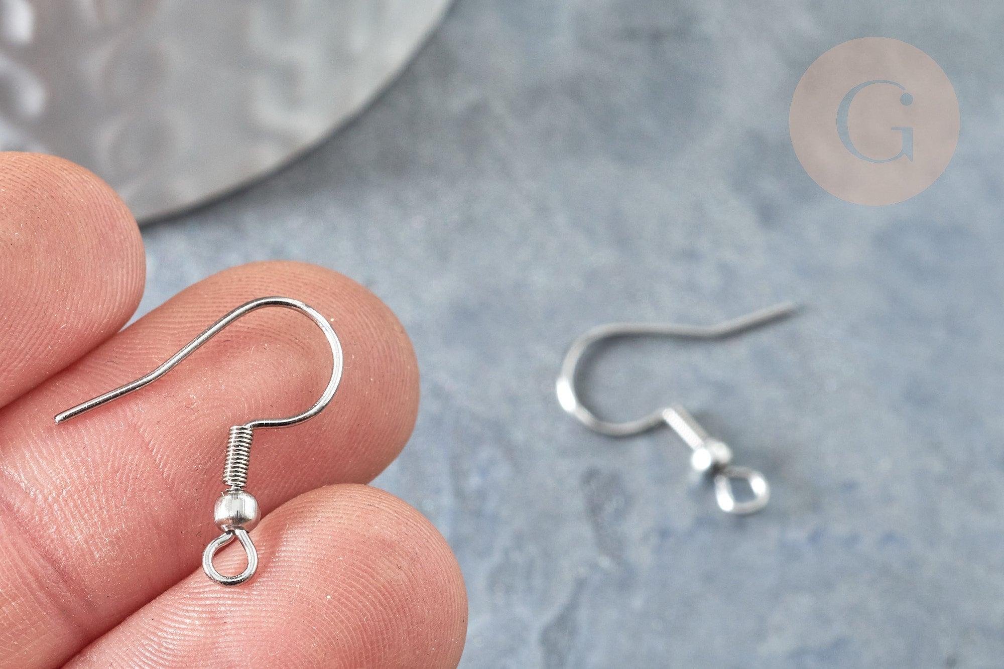 Support boucle crochet acier 304 inoxydable platine finition boule 22mm, x50 (G7900)