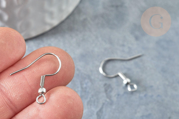 Support boucle crochet acier 304 inoxydable platine finition boule 22mm, x50 (G7900)