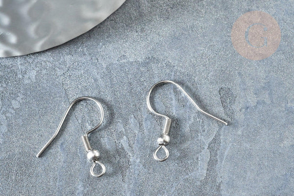 Support boucle crochet acier 304 inoxydable platine finition boule 22mm, x50 (G7900)