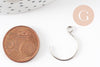 Support boucle crochet rond acier inoxydable 304 platine 14mm, x20 (G9323)