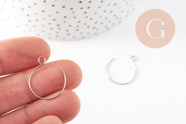 Support boucle crochet rond acier inoxydable 304 platine 22mm, x10 (G9325)