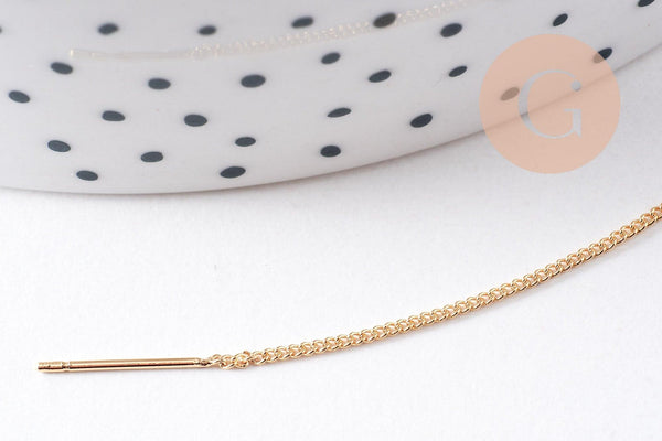 Support boucles tige sur chaine forçat laiton doré 18K 82-85mm, x2 (G10299)