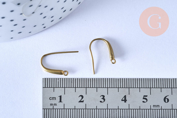 Support crochet hameçon boucle laiton brut 19mm, x6 (G6582)