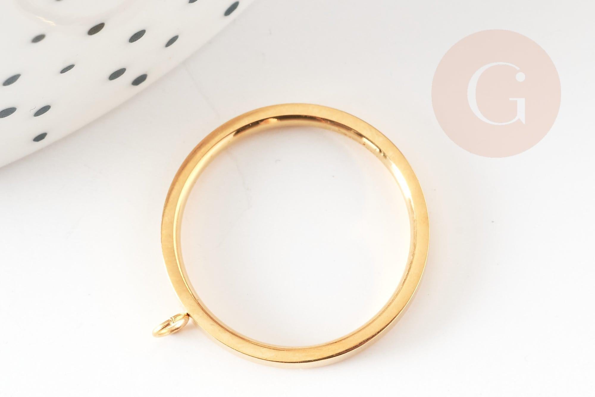 Support de bague avec anneau doré acier 304 inoxydable 17.3mm, x1 (G8444)