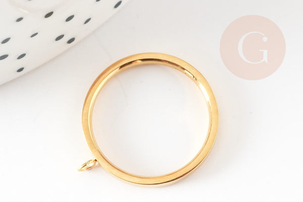 Support de bague avec anneau doré acier 304 inoxydable 17.3mm, x1 (G8444)