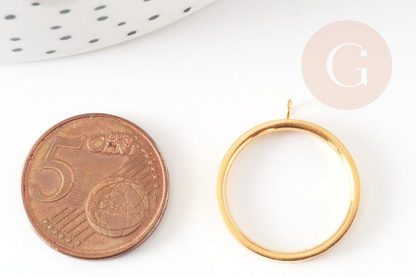 Support de bague avec anneau doré acier 304 inoxydable 17.3mm, x1 (G8444)