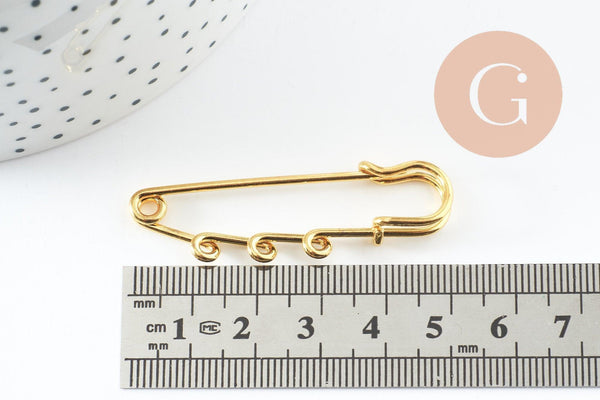 Support de broche épingle en acier 304 inoxydable doré IP 50-55mm 3 anneaux, x1 (G9887)