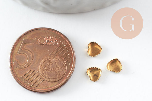 Support de cabochon coeur laiton brut 5x5mm, x50 (2.1g) (G2234)