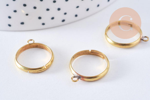 Supports bague reglable laiton brut 17mm avec anneau, x4 (G10641)