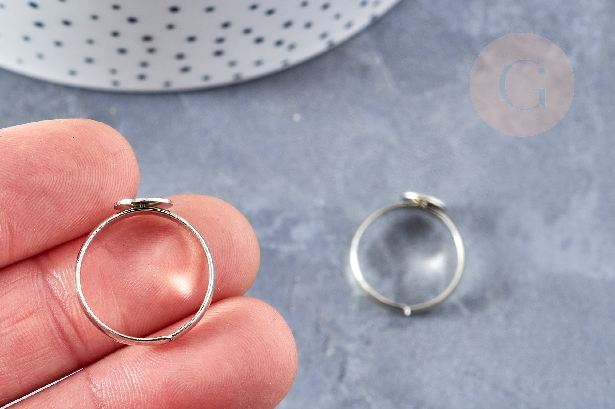 Supports bague reglable laiton couleur acier 17mm plateau 8mm, x4 (G8615)