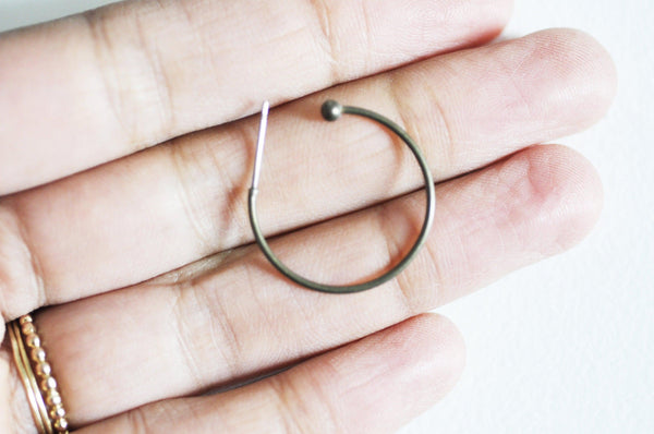 Supports boucle créole finition boule laiton brut 29mm, x2 (G2323)