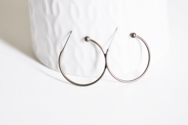 Supports boucle créole finition boule laiton brut 29mm, x2 (G2323)