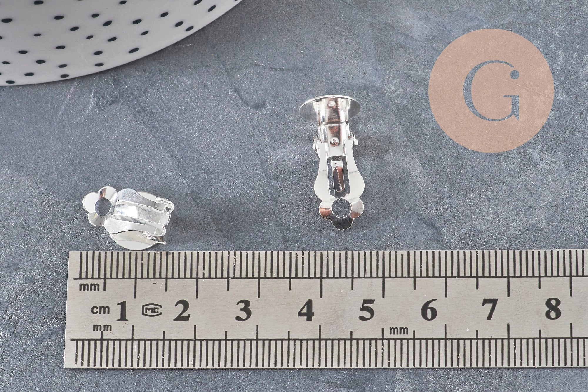 Clip-on earring findings, 304 stainless steel, silver-plated, 16mm, x10 (G11175)