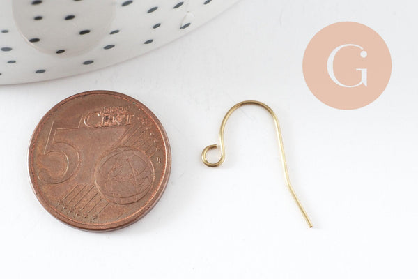 Supports boucles hameçons laiton brut 18mm, x25 (G5660)