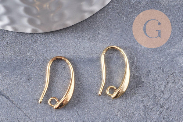 Supports boucles hameçons laiton doré 18K 19mm, x10 (G2501)