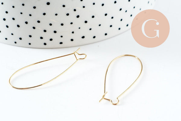 Supports boucles hameçons laiton doré 43mm, x50 (G2976)