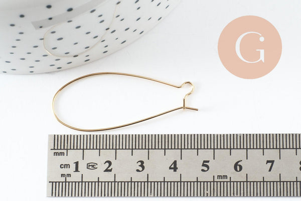 Supports boucles hameçons laiton doré 43mm, x50 (G2976)