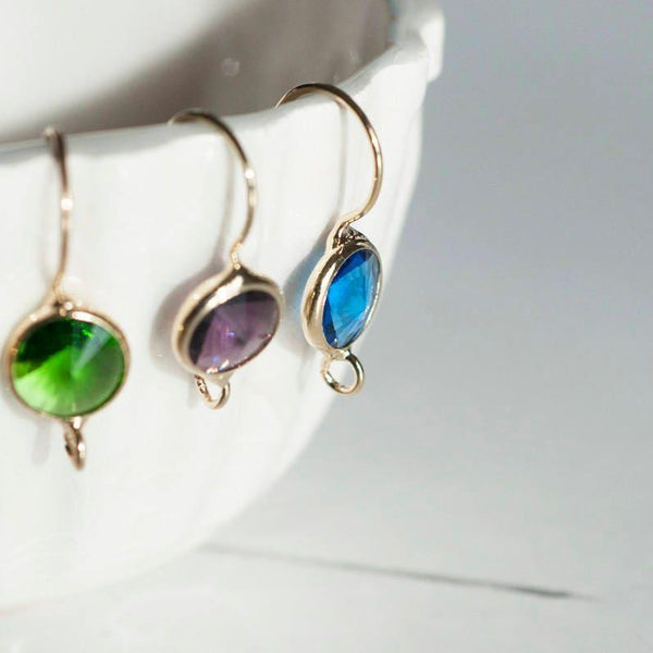 Supports boucles veilleuses en laiton doré cristal coloré, x2 (G0116)